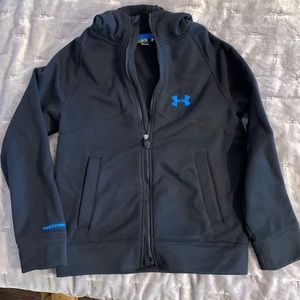 Under armour youth medium black front-zip fleece jacket